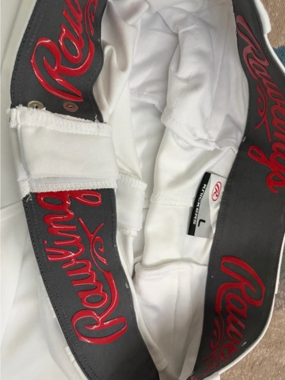 Rawlings White Baseball/Kicking Pants with Elastic Ankles - Picture 3 of 3